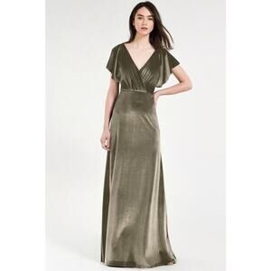 Jenny Yoo Ellis Velvet Maxi Dress Sage Size 18